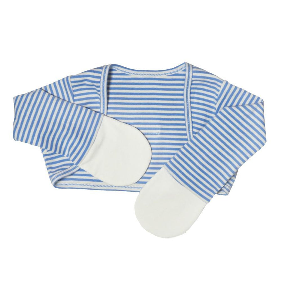 Scratch Sleeves with Zinc-Infused Mittens (Blue Stripes) - Eczema Oasis